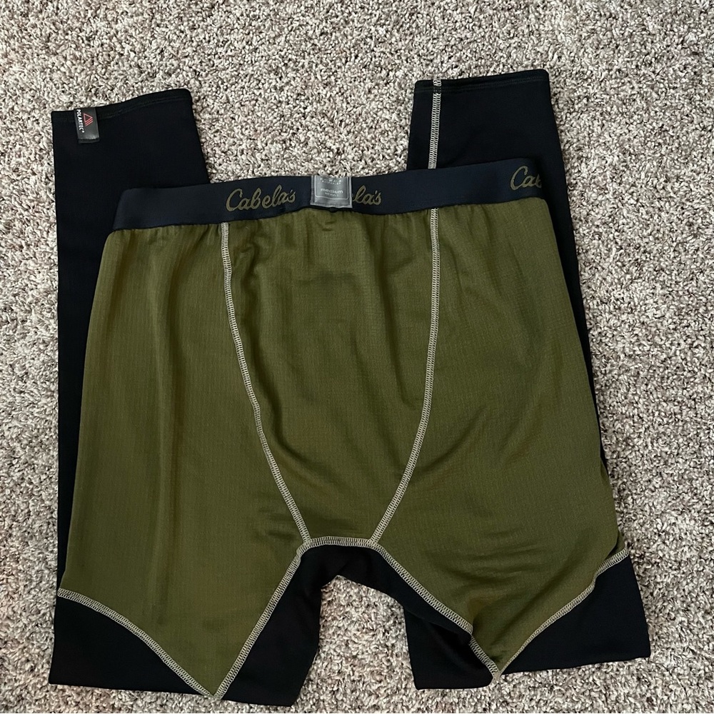 Cabela's E.C.W.C.S. Black and Green Thermal Base Layer Pant Size Large - Picture 2 of 7